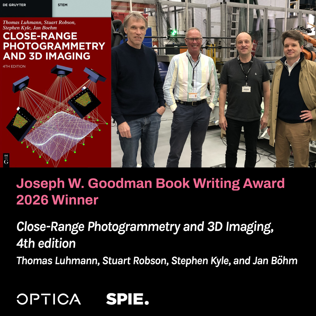 Close-Range Photogrammetry and 3D Imaging  Receives 2026 Joseph W. Goodman Book Writing Award