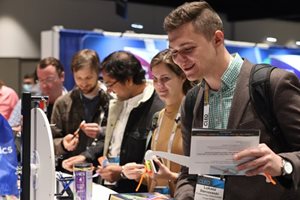 people standing at a counter