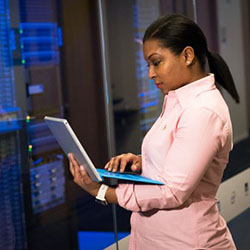 woman working on a computer