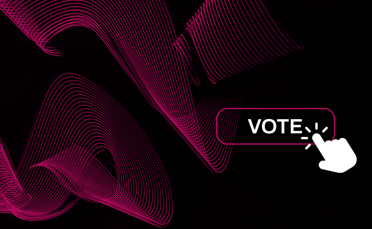Pink wiggles with the word Vote.