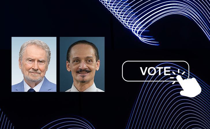 Images of two men and the word Vote