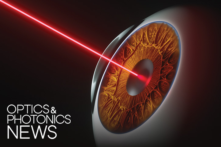 a laser shining at an eye