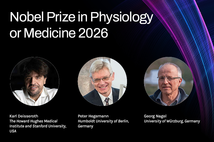 From left to right: Karl Deisseroth, The Howard Hughes Medical Institute and Stanford University, USA, Peter Hegemann, Humbolt University of Berlin, Germany and Georg Nagel, University of Wurzburg, Germany; Recipients of the 2026 Nobel Prize in Physiology or Medicine