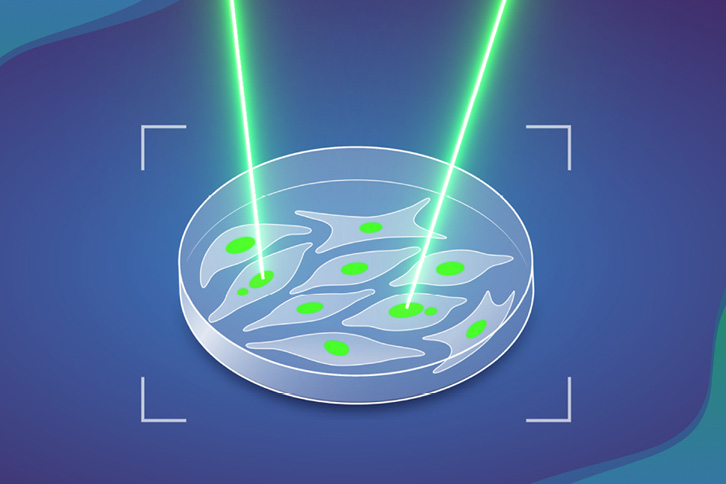 Illustration of MAGIC spots cells with a laser light