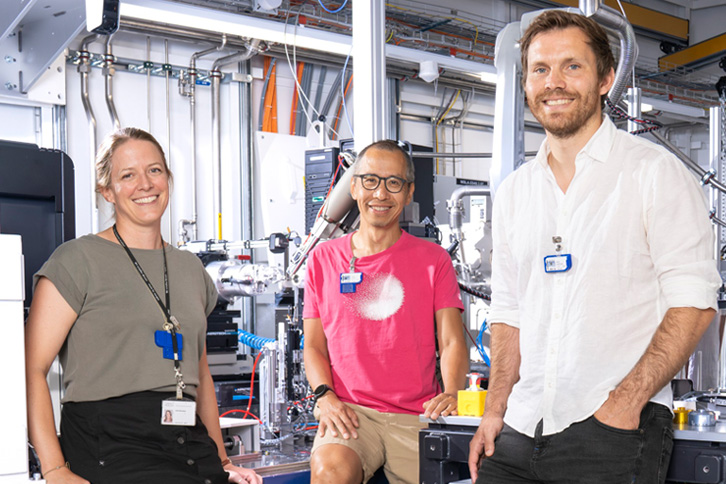 Marianne Liebi, Meitian Wang and Christian Appelin the lab