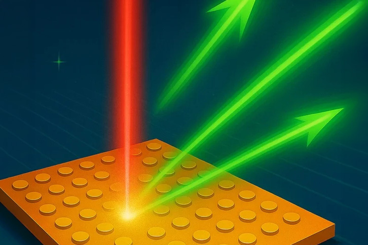rendering of the metasurface chip in action